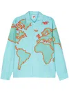 Sky High Farm Mundi Map-bead Chambray Shirt In Blue