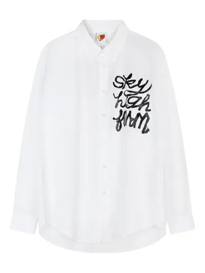 Sky High Farm Overprint Button-down Shirt In White