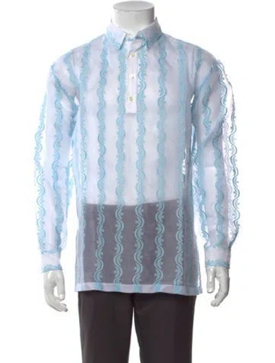 Pre-owned Sky High Farm Patterned Long Sleeve Shirt W/ Tags In Blue/white