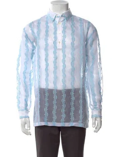 Pre-owned Sky High Farm Patterned Long Sleeve Shirt W/ Tags In Blue/white