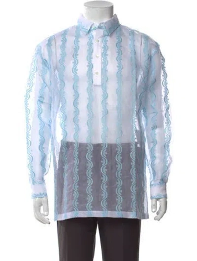 Pre-owned Sky High Farm Patterned Long Sleeve Shirt W/ Tags In Blue/white