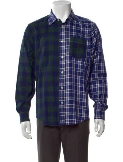Pre-owned Sky High Farm Plaid Print Long Sleeve Shirt In Blue