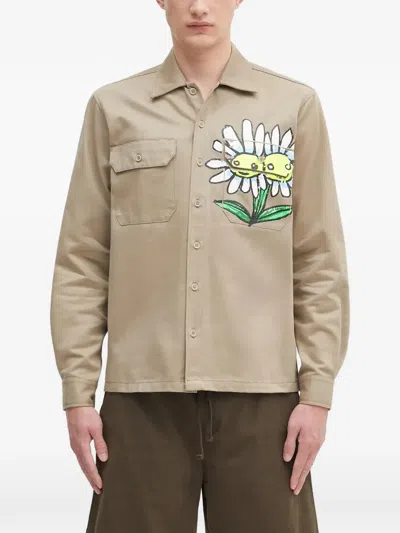 Sky High Farm Pocket Floral-print Shirt In Brown