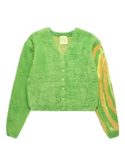 Sky High Farm Shearling Cardigan In Green