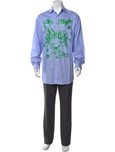 Pre-owned Sky High Farm Striped Long Sleeve Shirt W/ Tags In Blue