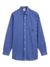 Sky High Farm Unisex Striped Button Down Shirt Woven In Blue