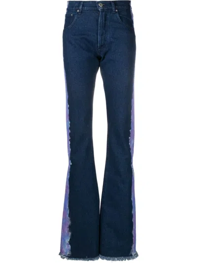 Sky High Farm Tie-dye Panel Flared Jeans In Blue