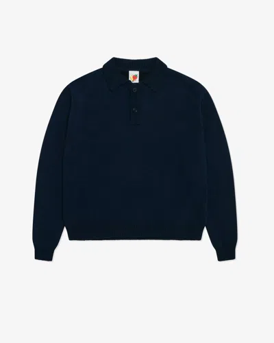 Sky High Farm Unisex Perennial Long Sleeve Polo Knit In Navy