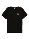 Sky High Farm Solid Color Crew-neck T-shirt With Contrasting Embroidery In Black