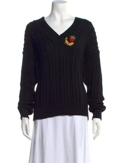 Pre-owned Sky High Farm V-neck Sweater W/ Tags In Black