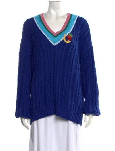 Pre-owned Sky High Farm V-neck Sweater W/ Tags In Blue