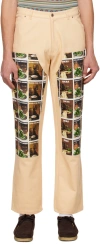 Sky High Farm Workwear Beige Denim Tears Edition Knee Patch Jeans In 1 Beige