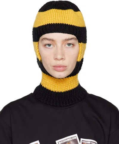 Sky High Farm Workwear Black & Yellow Bee Balaclava In 1 Black And Yellow