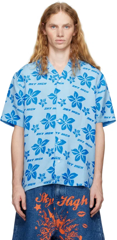 Sky High Farm Workwear Blue Hand Block Print Shirt