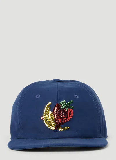 Sky High Farm Workwear Denim Baseball Cap In Blue