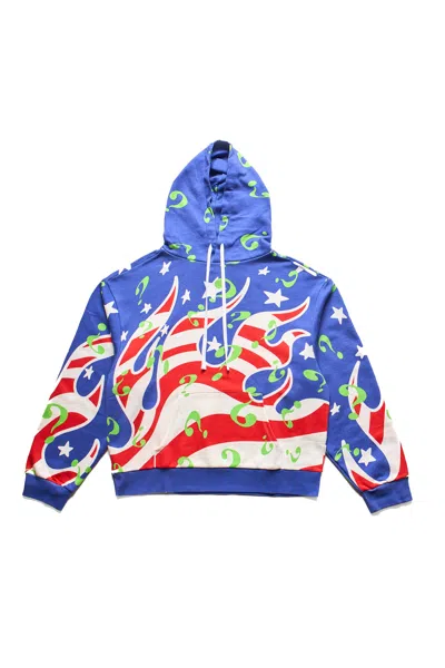 Sky High Farm Workwear Flame Knit Hoodie Blue