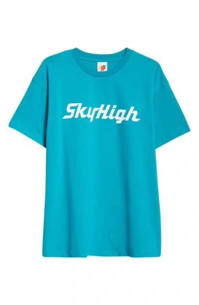 Sky High Farm Workwear Gender Inclusive Construction Logo Organic Cotton Graphic T-shirt In Teal