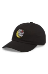 Sky High Farm Workwear Gender Inclusive Logo Embroidered Adjustable Baseball Cap In Black
