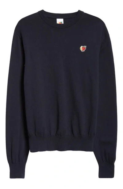 Sky High Farm Workwear Gender Inclusive Perennial Logo Cotton Sweater In Navy
