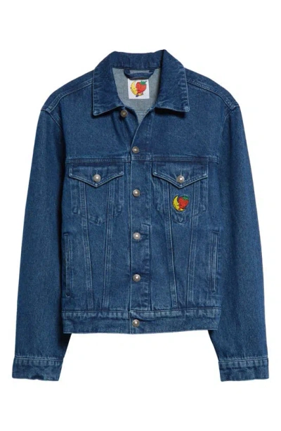 Sky High Farm Workwear Gender Inclusive Perennial Logo Denim Trucker Jacket In Blue