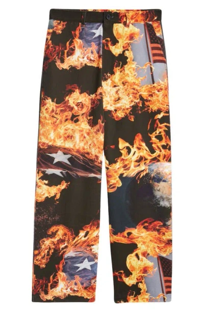 Sky High Farm Workwear Gender Inclusive World Is Burning Cotton Chinos In Multicolor