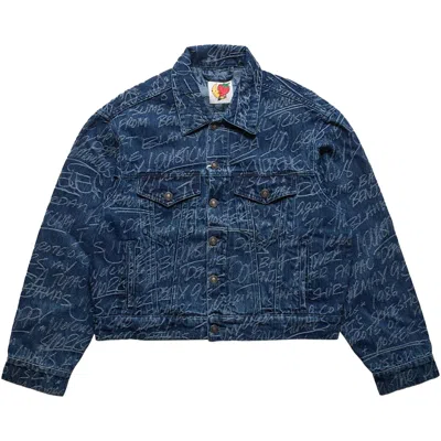 Pre-owned Sky High Farm Workwear Ks Graffiti Denim Jacket 'blue' | Men's Size L