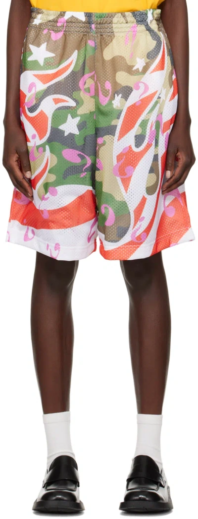 Sky High Farm Workwear Multicolor Flame Shorts In 2 Khaki