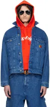 Sky High Farm Workwear Navy Embroidered Denim Jacket In Blue