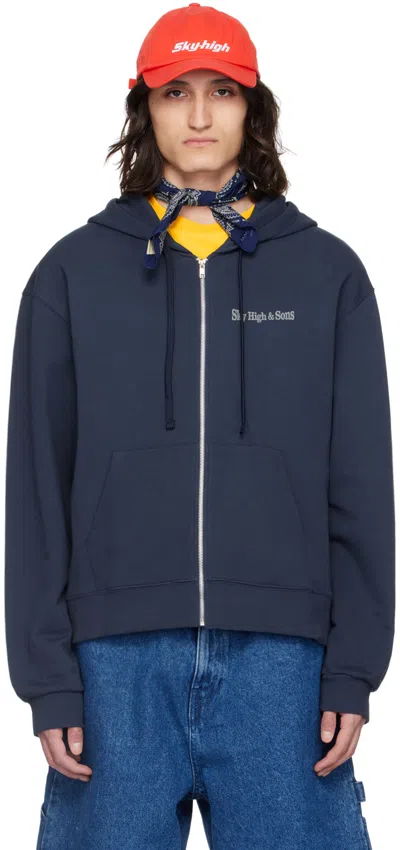 Sky High Farm Workwear Navy Zip Hoodie