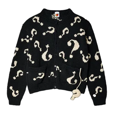 Sky High Farm Workwear Question Mark Hand-knit Cardigan Black