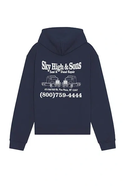 Sky High Farm Workwear Sky High And Sons Zip Up Hoodie In Navy