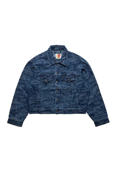 Sky High Farm Workwear Sky High Farm Ks Graffiti Denim Jacket Woven Dark Blue