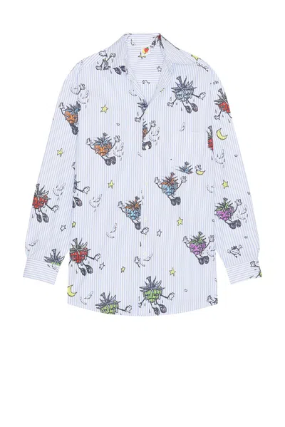 Sky High Farm Workwear Strawbabies Button Down Shirt In Blue