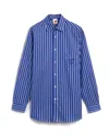 Sky High Farm Workwear Striped Button-down Shirt With Chest Pocket In Blue