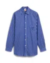 Sky High Farm Workwear Striped Button-down Shirt With Chest Pocket In Blue