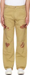 Sky High Farm Workwear Tan 'sh4u' Double Knee Trousers In Dark Beige