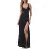 Sky Lace Inset Cocktail Maxi Slipdress In Black