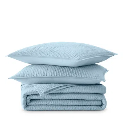 Sky Pickstitch Coverlet Set, King - Exclusive In Blue