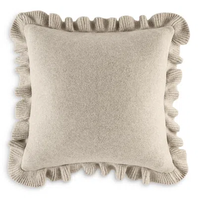 Sky Ruffle Edge Knit Decorative Pillow, 20 X 20 - Exclusive In Heathered Tan
