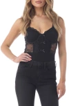 Sky Sheer Lace Inset Underwire Bodysuit In Black