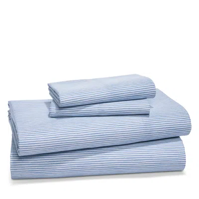 Sky Sketched Stripe 500 Thread Count Sheet Set, Queen In Blue