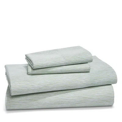 Sky Sketched Stripe 500 Thread Count Sheet Set, Twin In Green