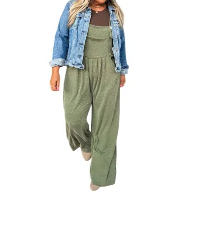 Sky So Blue Collective Karli Boho Overalls In Olive In Green