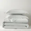 Sky Tipped Double Flange Percale Duvet Cover Set, King - Exclusive In Grey