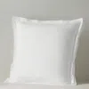 Sky Tipped Double Flange Percale Sham Set, Euro - Exclusive In White