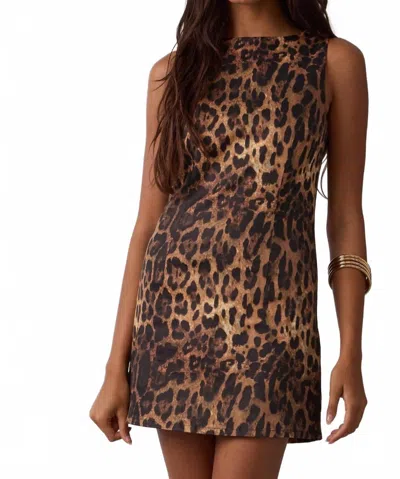Sky To Moon Animal Print Boat Neck Dress In Pattern In Multi