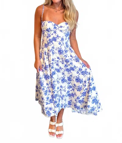 Sky To Moon Balloon Midi Dress In Blue