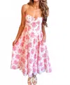 Sky To Moon Balloon Midi Dress In Red In White