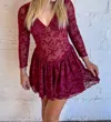 Sky To Moon Berries & Wine Mini Dress In Red In Red