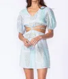 Sky To Moon Boho Print Cutout Tie Detail Dress In Mint Land